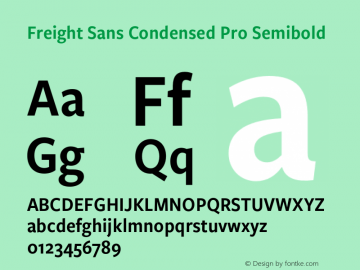 Freight Sans Condensed Pro Semibold Version 3.000 Font Sample