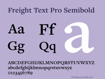 Freight Text Pro Semibold Version 3.000 Font Sample