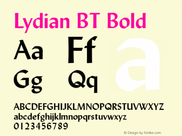 Lydian BT Bold mfgpctt-v1.52 Monday, January 25, 1993 3:19:13 pm (EST) Font Sample