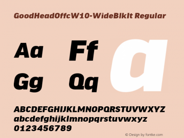 GoodHeadOffcW10-WideBlkIt Regular Version 7.504 Font Sample