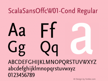 ScalaSansOffcW01-Cond Regular Version 7.504 Font Sample