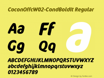 CoconOffcW02-CondBoldIt Regular Version 7.504 Font Sample