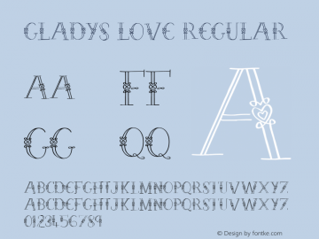Gladys Love Regular Unknown Font Sample