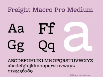 Freight Macro Pro Medium Version 1.100; 2014 Font Sample