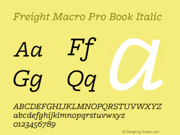 Freight Macro Pro Book Italic Version 1.100; 2014 Font Sample