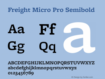 Freight Micro Pro Semibold Version 3.000 Font Sample
