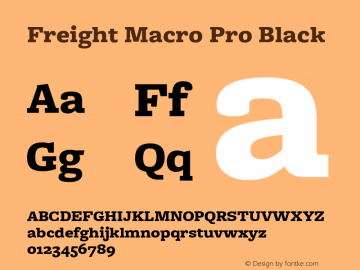 Freight Macro Pro Black Version 1.100; 2014 Font Sample