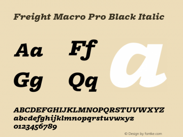 Freight Macro Pro Black Italic Version 1.100; 2014 Font Sample