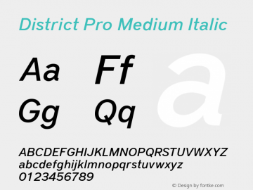 District Pro Medium Italic Version 2.100图片样张