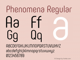 Phenomena Regular Version 1.000;PS 001.000;hotconv 1.0.88;makeotf.lib2.5.64775; ttfautohint (v1.4.1)图片样张