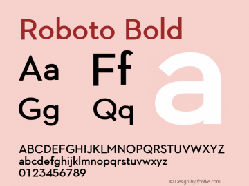 Roboto Bold Version 2.01289; 2015 Font Sample