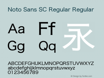 Noto Sans SC Regular Regular Version 0.00 May 4, 2016图片样张