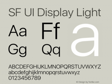 SF UI Display Light 12.0d0e2 Font Sample