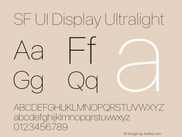 SF UI Display Ultralight 12.0d0e2 Font Sample
