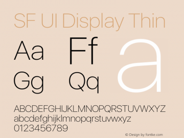 SF UI Display Thin 12.0d0e2 Font Sample