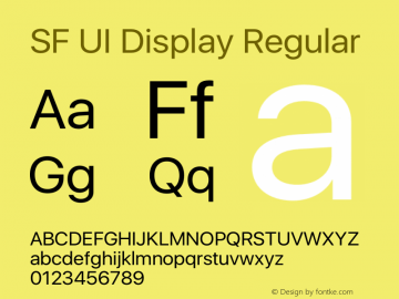 SF UI Display Regular 12.0d0e2 Font Sample