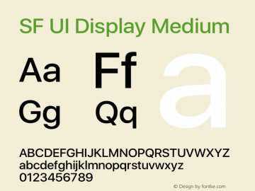 SF UI Display Medium 12.0d0e2 Font Sample