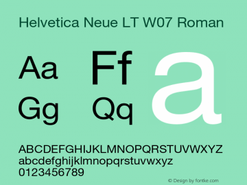 Helvetica Neue LT W07 Roman Version 1.00 Font Sample