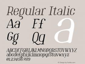 Regular Italic Version 1.0 Font Sample