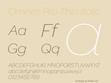 Omnes Pro Thin Italic Version 1.000图片样张