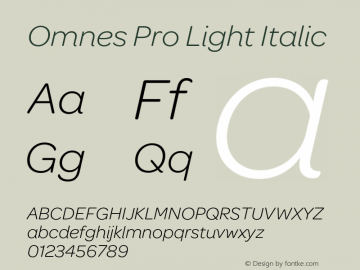 Omnes Pro Light Italic Version 1.000图片样张