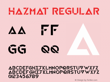 HAZMAT Regular Version 1.00 2015 Font Sample