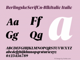 BerlingskeSerifCn-BlkItalic Italic Version 1.003 Font Sample