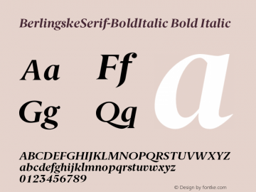 BerlingskeSerif-BoldItalic Bold Italic Version 1.004 Font Sample