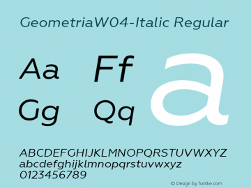 GeometriaW04-Italic Regular Version 1.10图片样张