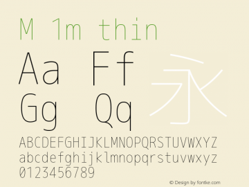 M 1m thin Version 1.018 Font Sample