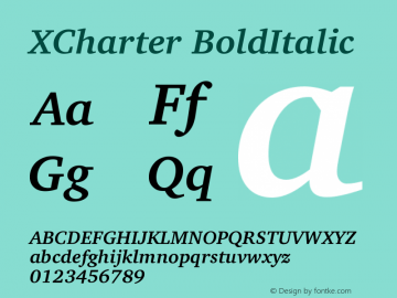 XCharter BoldItalic Version 1.0图片样张