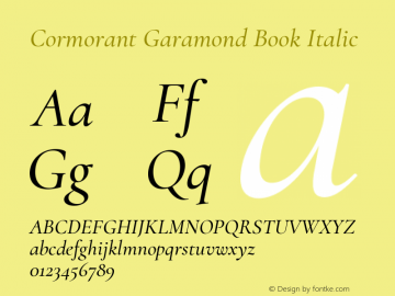 Cormorant Garamond Book Italic Version 2.006 Font Sample