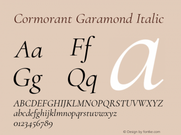 Cormorant Garamond Italic Version 2.006 Font Sample