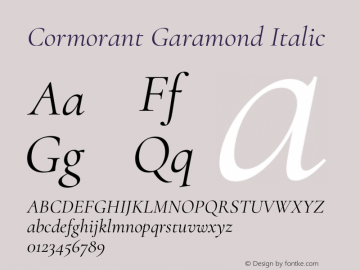 Cormorant Garamond Italic Version 2.006;PS 002.006;hotconv 1.0.88;makeotf.lib2.5.64775图片样张