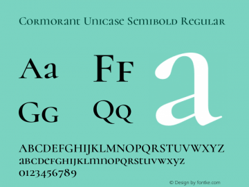 Cormorant Unicase Semibold Regular Version 2.006;PS 002.006;hotconv 1.0.88;makeotf.lib2.5.64775 Font Sample