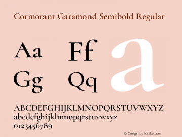 Cormorant Garamond Semibold Regular Version 2.006;PS 002.006;hotconv 1.0.88;makeotf.lib2.5.64775 Font Sample