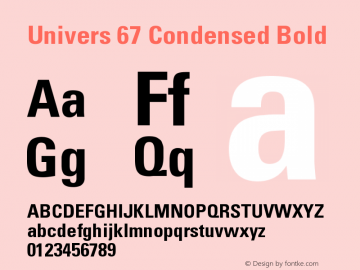 Univers 67 Condensed Bold 001.001 Font Sample