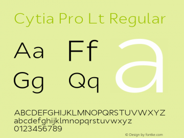 Cytia Pro Lt Regular Version 1.000 2012 initial release图片样张