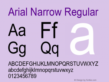 Arial Narrow Regular Version 2.37 Font Sample
