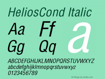 HeliosCond Italic Version 001.001 Font Sample