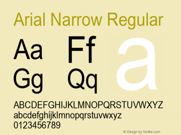 Arial Narrow Regular Version 2.20 Font Sample