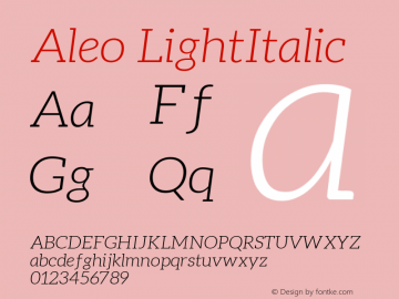 Aleo LightItalic Version 1.2.2 Font Sample