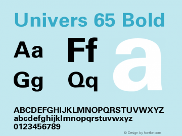Univers 65 Bold Version 001.003 Font Sample