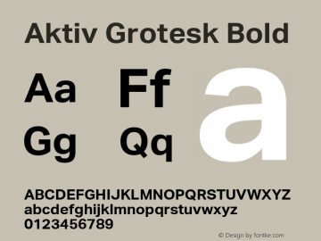 Aktiv Grotesk Bold Version 1.002 Font Sample