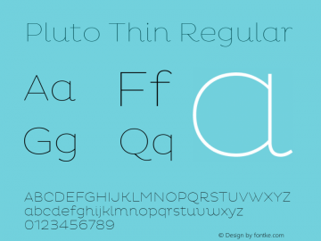 Pluto Thin Regular Version 1.000 Font Sample