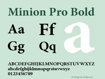 Minion Pro Bold Version 2.015;PS 002.000;Core 1.0.38;makeotf.lib1.7.9032 Font Sample