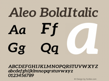 Aleo BoldItalic Version 1.2.2 Font Sample