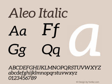 Aleo Italic Version 1.2.2 Font Sample