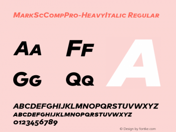 MarkScCompPro-HeavyItalic Regular Version 7.504; 2013; Build 1021 Font Sample