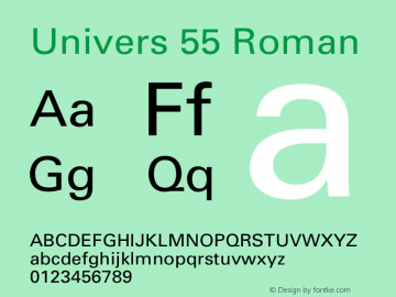 Univers 55 Roman 001.001 Font Sample